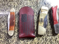 Leather Folding Knife Slip Pouch Canoe 3.5-3 3/4" (Sheath Only)