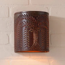 Irvin's Tinware Willow Tree Wall Sconce - Primitive Country Lighting - New