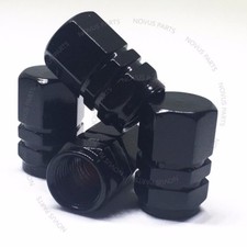 For Jeep Grand Cherokee Wrangler Liberty Tire Valve Cap 4pcs Black Hexagon Shape