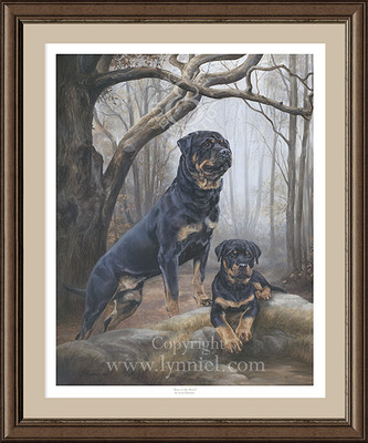 ROTTWEILER limited edition dog print 'Boys in the Wood' by Lynn Paterson
