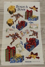 VTG Cranston Holiday Christmas Boxes & Bows Applique Fabric Panel