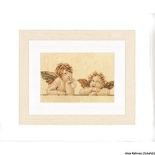 LANARTE Kit Punto Croce Contato Angeli Decorativi per Pareti ca. 15 x 10 cm Set 