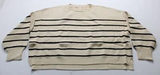 WishList Women's L/S Side Slit Relaxed Crop Sweater AC2 Taupe/Black Large NWT