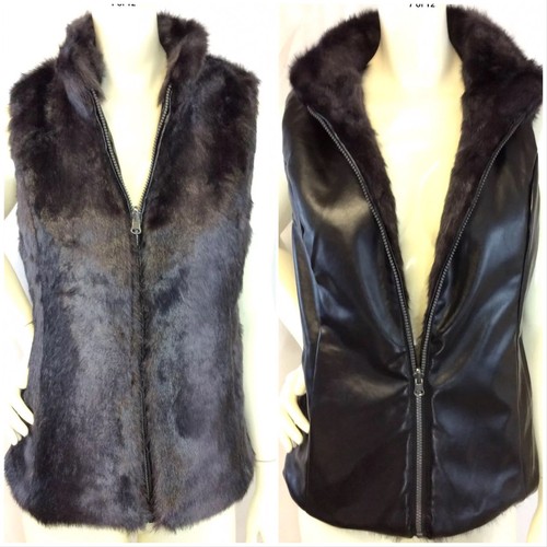 NWT FUDA $80 Dark Gray/Black Faux Fur 