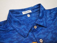 Peter Millar Crown Sport Performance Fish Camouflage Polo Shirt NWT XL 110 Blue