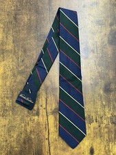 Brooks Brothers Green And Blue Rep Striped Boys Tie 100 Silk Boy's Necktie 50"