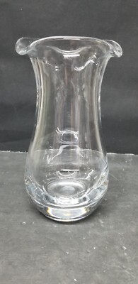 Scalloped Ruffled Rim ORREFORS SWEDEN CRYSTAL CLEAR SCALLOP RUFFLE RIM SOLID BASE VASE 8 1/2 ...