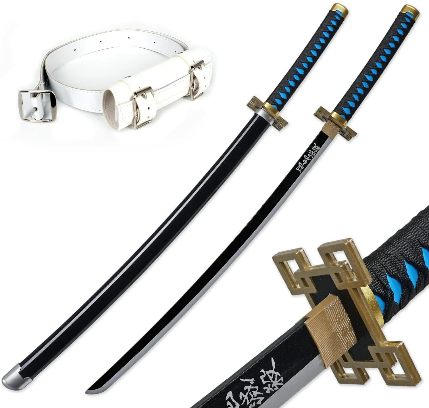 41" Wooden Demon Slayer Muichiro Tokito Samurai Sword Katana Cosplay Blade Gift