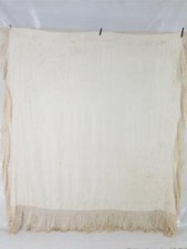 Antique Chinese Hand Embroidered Silk Floral Piano Shawl 61x60 inches