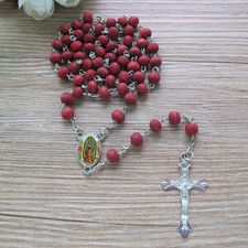 BLESSED ROSARY OUR LADY OF GUADALUPE ROSE SCENTED WOOD & CARD CHRISTIAN CATHOLIC