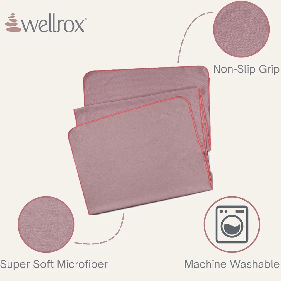 Wellrox Microfiber Yoga Mat Towel with Grip – Ultra 74 x 26 inches, Rose  - Image 2 of 4