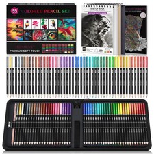 55PCS Colored Pencils Set for Adults   50 Soft Core Colored Pencils with Sket...