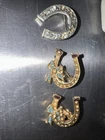 Vintage horseshoe brooch rhinestone pins old costume jewelry lucky horse shoe