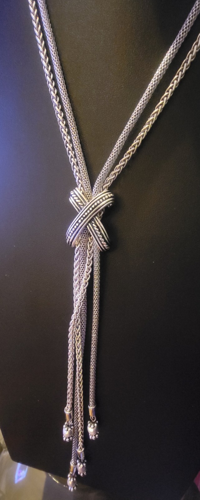 Chiccos Statement Silvertone Long Multi Strand Ne… - image 3