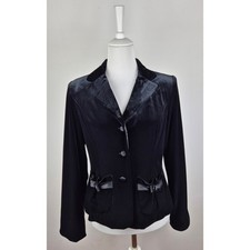 Kriss Sweden Samt Blazer Jacke schwarz 40 L Schleife Schleifchen Blogger schick