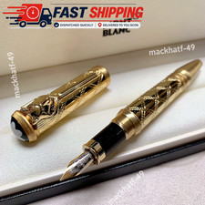 Montblanc Rudyard Kipling Wolf Head Limited Edition Gold Fountain Pen Gift Set