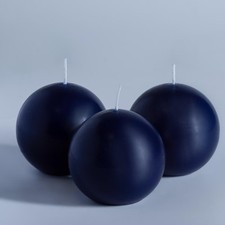 Hand-Poured, 3 Inch Navy Blue Round Ball Candles - Elegant Navy Blue Round Pi...