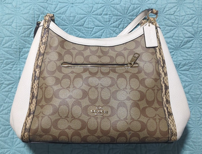 Coach Kristy Colorblock Leather Snake Embossed 3 compartment shoulder bag in EUC