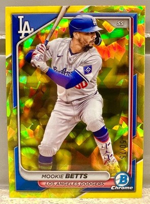 JERSEY NUMBER MATCH! 2024 Bowman Chrome Sapphire Mookie Betts #62 Yellow 50/75!
