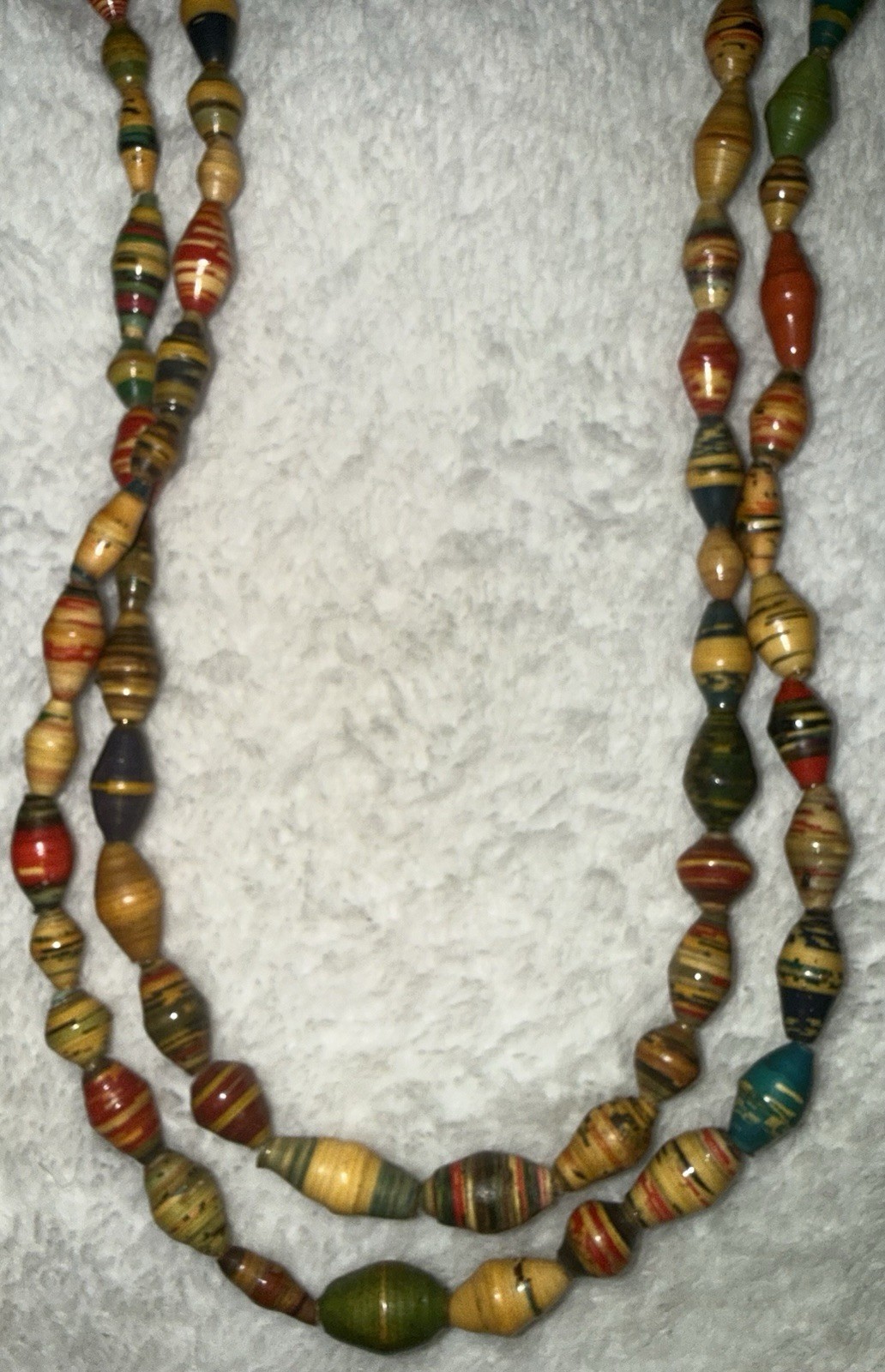 Handcrafted Multicolor Paper Beaded Necklace Bohe… - image 3