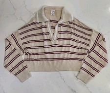 Victoria's Secret PINK Womens Large Sweater Cambridge Knit Polo Academia Cropped