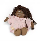 Vintage Cabbage Patch Kids Doll Brown Yarn Hair Pink Dress Plush 16"