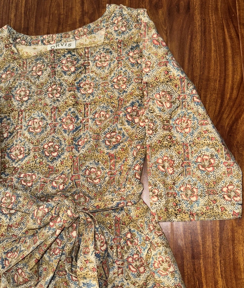 VINTAGE Orvis Dress Floral Fit Flare Cottagecore Prairie w Pockets Women’s Sz 10 - Image 2 of 4