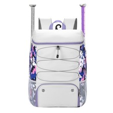 Softball Bag for Girls White, Large Baseball Bat Bag with Shoe Compartment fo...