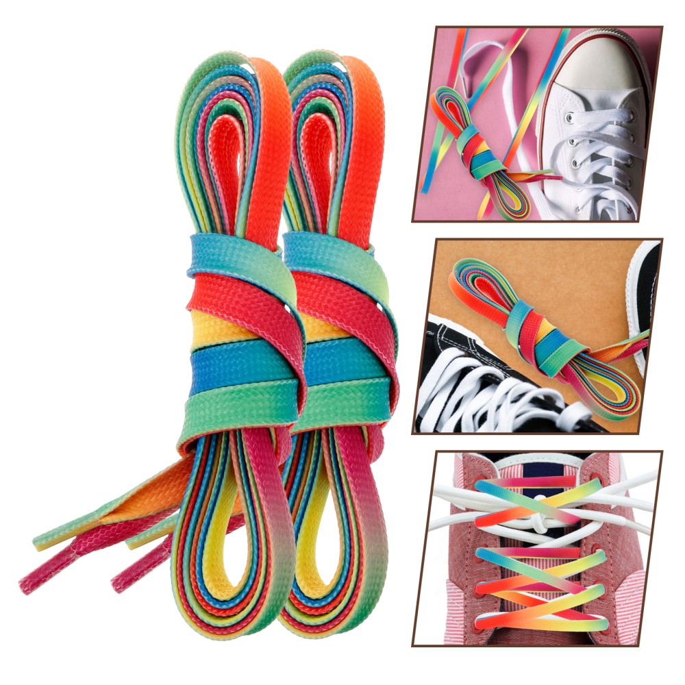 APL Lacci per pattini sfumati arcobaleno cerato ghiaccio hockey colorati lacci per scarpe