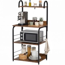 HOMCOM 4-Tier Baker's Rack with Storage, Microwave Stand with 4 Hooks