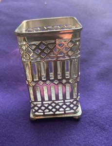 Antique Wilcox EPNS Geometric Pierced Silverplate Toothpick Holder 6155