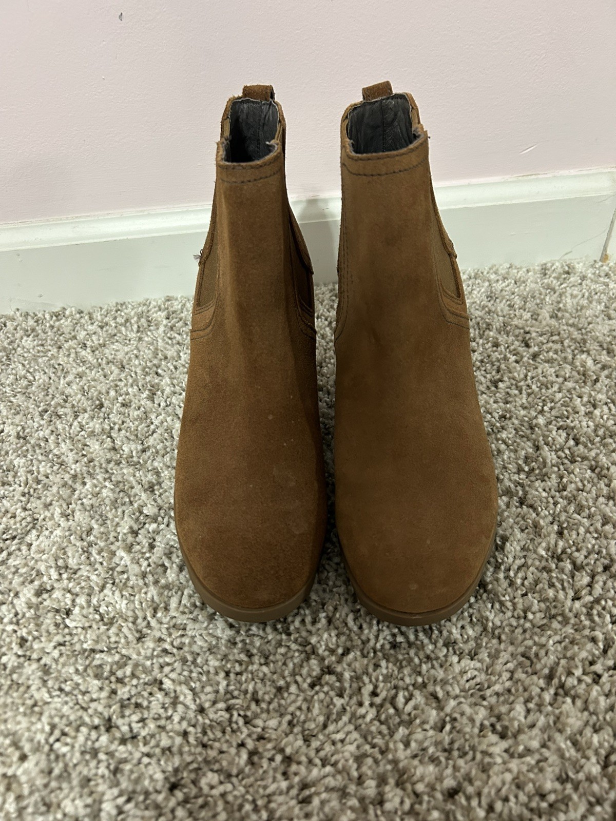 Sorel Chelsea Boots Womens Size 6  Brown Joan Uptown Wedge Heel Suede-image