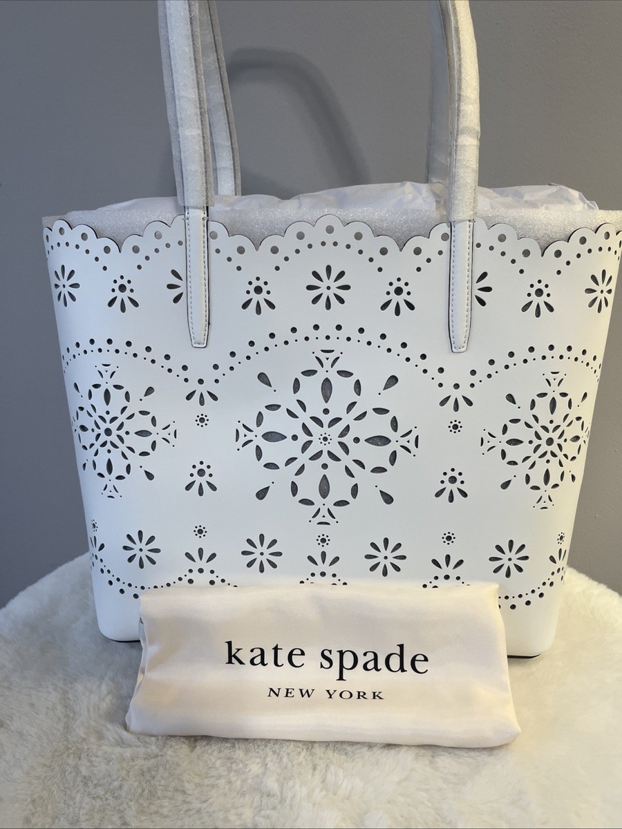 NWT Kate Spade Do It All Perforated Large Tote Bag White | eBay