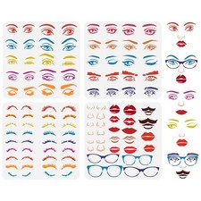 4Pcs Facial Features Stencils Eyes Nose Lips DIY Painting Templates Art 12X12in