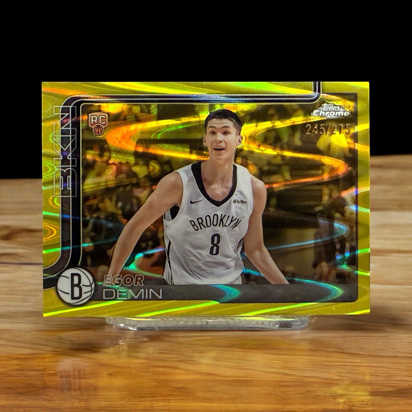 2025-26 Topps Chrome Basketball #258 Egor Demin RC RayWave Yellow Refractor /275