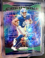 2024 Panini Prizm - Fireworks Malik Nabers #21 Green Prizm (RC)