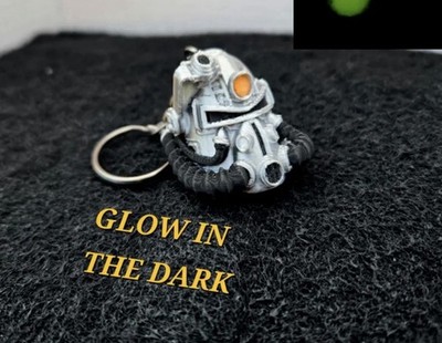 Fallout Inspired T-51 Power Armor Helmet Glow In The Dark Keychain
