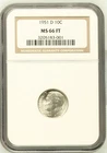 1951 D Roosevelt Dime, NGC MS 66 Full Torch