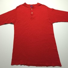 VTG Duofold Mens Shirt Large Red Thermal Henley Wool Blend 90s Retro Outdoors L