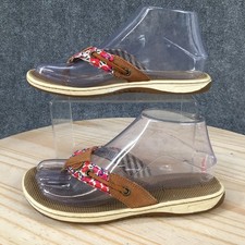 Sperry Top Sider Seafish Sandals Womens 6 M Flip-Flop Casual Flats Leather Brown