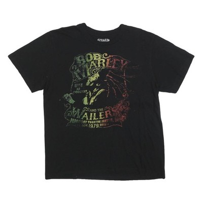 Old Navy Herren T-Shirt schwarz Bob Marley Grafik L Kurzarm Rundhals