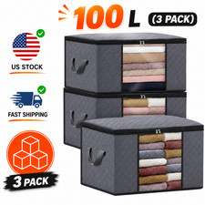 Clothes Storage Bags 100L 3 Pack , Large Capacity Blanket Storage
