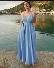 ZARA : ZW COLLECTION BLUE  Open-Back Dress : Size S Ref 2816/653 :