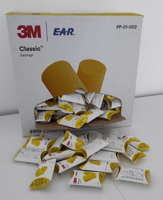 3M EAR Classic Schaumstoff Ohrstöpsel, Schlafmittel, SNR 31dB werkseitig versiegelt volle Box 250 