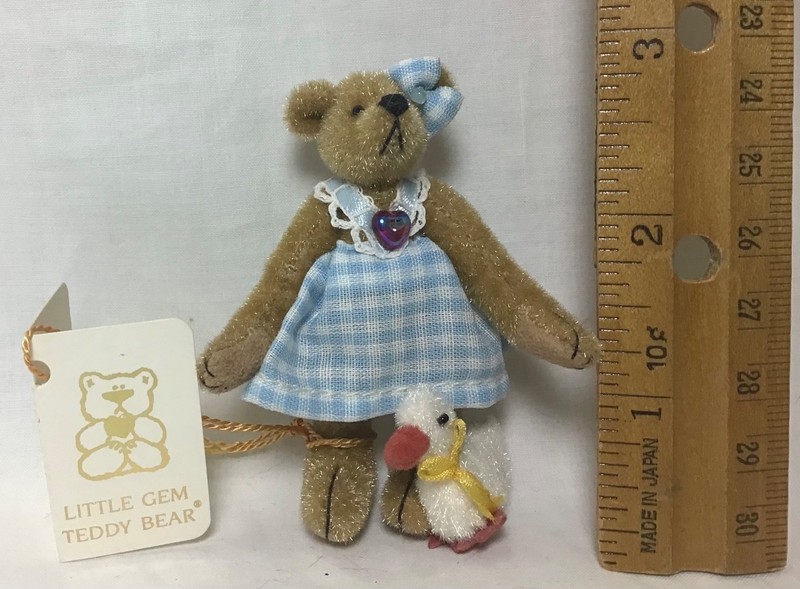 1995 Deb Canham~ “Milly & Quacker” Little Gem Teddy Bear~ Original Hang Tag