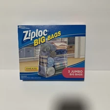 NEW Ziploc Big Bags Heavy Duty XXL 3 Bags 20 Gallon 2' x 2.7' Discontinued RARE!