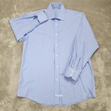 English Laundry Shirt Mens 15.5 32/33 Blue Striped Long Sleeve Contrast Cuffs