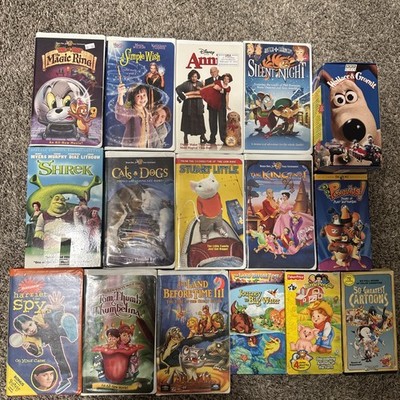 Cartoon Family Animation VHS Lot of 16 Wallace Gromit Shrek Tom Jerry Nick