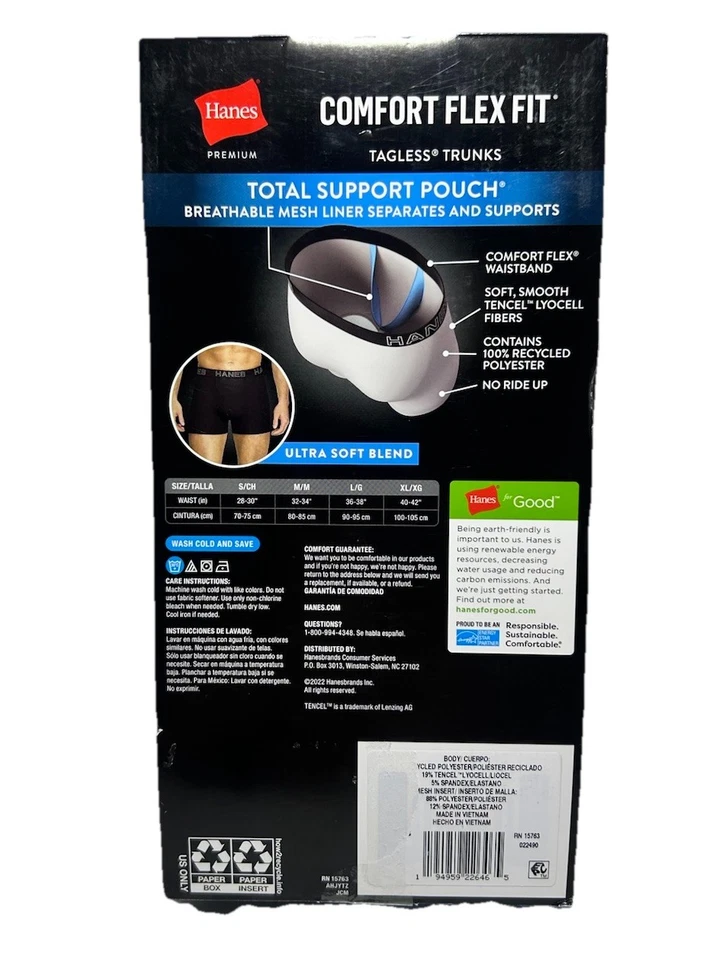 Nuevo paquete de 3 calzoncillos Hanes premium cómodos ajuste flexible talla M (32-34") Foto 4 de 4