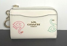 Coach L-Zip Card Case in Swan Print C8377 New P-1